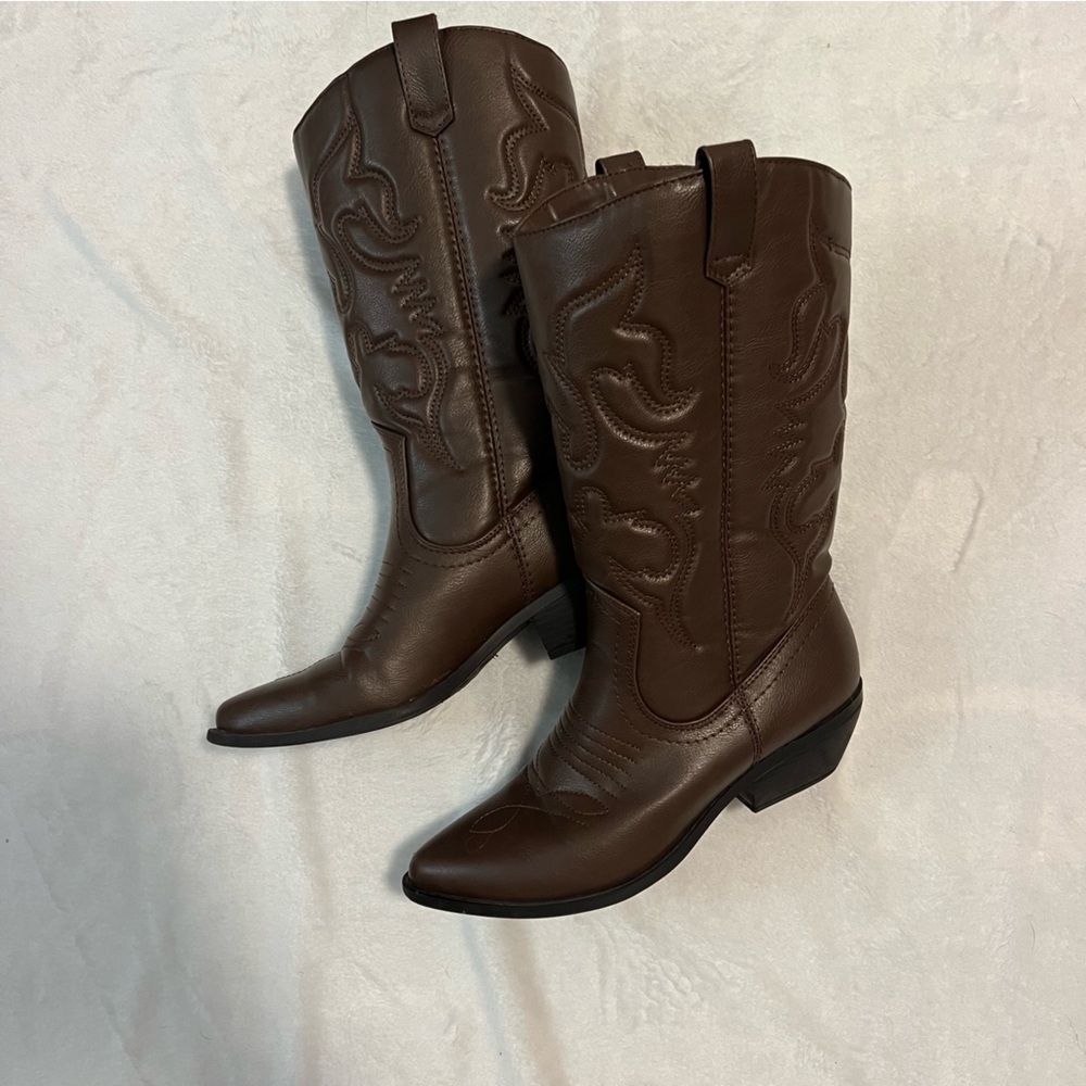 Women’s SODA Mid-Calf Western Cowgirl Brown Boots